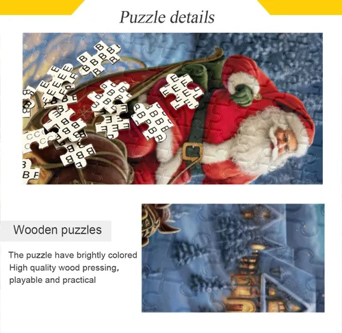 Vista 2 de Christmas Santa Claus Jigsaw Puzzles 500 Pieces for Adults with Mesh Storage Bag 2011938