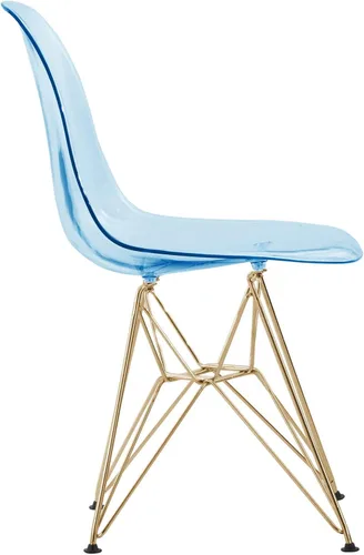 Vista 4 de LeisureMod Sillas de comedor de acrílico con base Eiffel cromada, respaldo ergonómico curvado, juego de 2 sillas laterales ligeras para cocinas