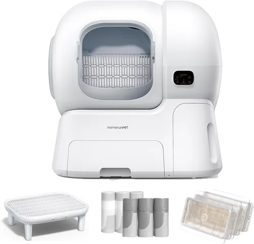 Vista 9 de Homerunpet Caja de arena autolimpiante para gatos grandes con rampa elevada