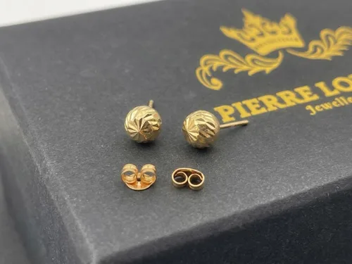 Vista 3 de PierreLorren - Aretes de oro amarillo macizo de 18 quilates, hechos a mano