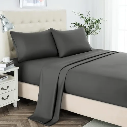 Vista 12 de Lanest Housing - Juego de sábanas tamaño individual XL, 2400 hilos, sábanas de microfibra suaves de bolsillo profundo, sábanas para dormitorios Negro