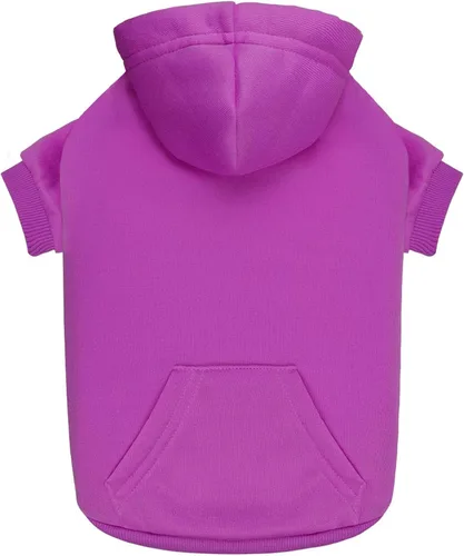 Vista 12 de Sudadera con capucha para perros pequeños, ropa de forro polar cepillado suave y liso, sudadera con capucha para mascotas con bolsillo (café-XS)