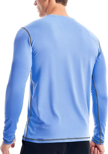 Vista 3 de Zengjo Camiseta de capa base para hombre, manga larga, atlética, para correr, ligera