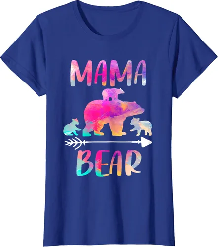Vista 9 de Bear Matching Family Outfits, Funny Mama Bear Three Cubs T-Shirt Negro