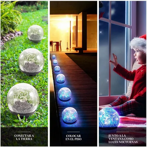 Vista 6 de Honoson Luces solares decorativas para exteriores, impermeables, luces LED de cristal agrietado para caminos, pasarelas, jardín, patio, decoración