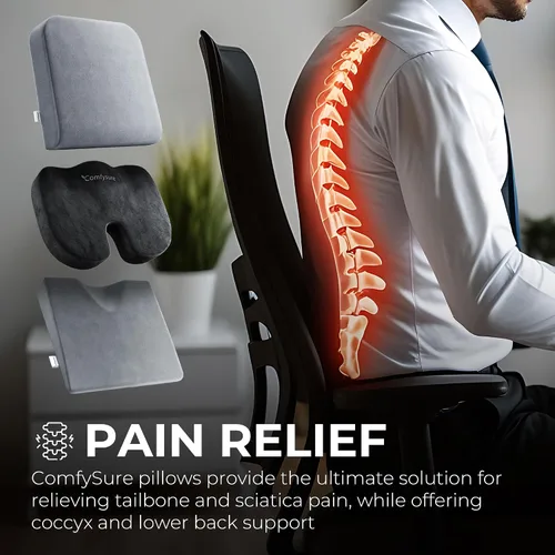Vista 3 de Cojín de asiento de espuma viscoelástica, cojín para aliviar el dolor de coxis, almohada antideslizante para aliviar el dolor de ciática, para silla