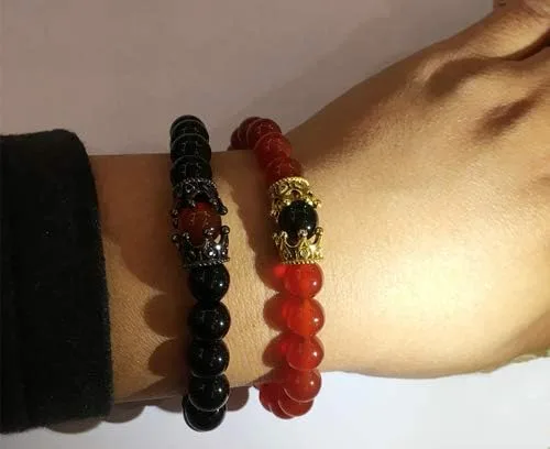 Vista 5 de LIDU Pulsera de amor de tamaño King y Queen Teir Friendship de 0315in Cristal Piedras semipreciosas