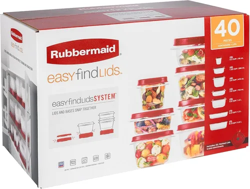 Vista 8 de Rubbermaid Contenedores de almacenamiento de alimentos de 42 piezas con tapas
