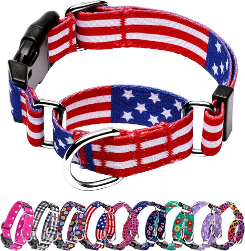 Vista 27 de Hikiko - Collar de cuadros para perros con collar ajustable de nylon Martingale con hebilla de liberación rápida (Pluma de beige, X-Pequeño)