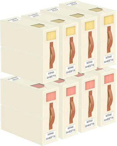 Vista 9 de Aokeyee Organizadores de Sábanas Plegables y Almacenamiento - Paquete de 4 (Tamaño Queen o King) Organizador de Juego de Sábanas para Sábanas