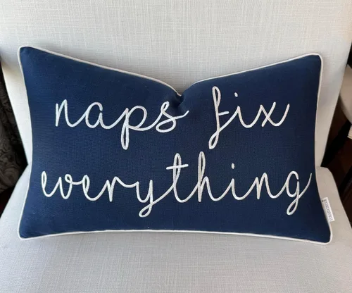 Vista 5 de EURASIA DECOR Naps Fix Everything - Funda de almohada lumbar decorativa bordada para énfasis - Sala de estar, sofá, silla, patio, coche, balcón