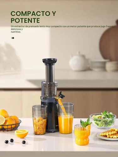 Vista 4 de Máquinas de exprimir con masticación, Reemix - Extractor de jugos de prensa fría, compacto y de tamaño pequeño, nutriente y rico en vitaminas, libre