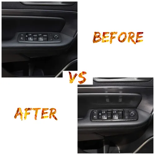 Vista 4 de JeCar Kit de moldura de botón interior para cubierta de interruptor de elevación de ventana para Jeep Grand Cherokee 2011-2020 y Jeep Cherokee