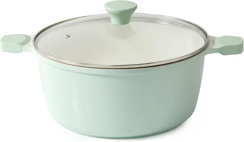 Vista 10 de SENSARTE Olla de cerámica antiadherente con tapa, olla de cocción de inducción de 4.5 cuartos de galón con tapa de vidrio templado, olla