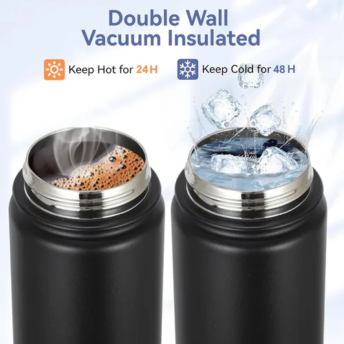 Vista 8 de Botella de agua de 32 onzas aislada con popote, botellas de agua a prueba de fugas, botella de agua para hombre, acero inoxidable para gimnasio