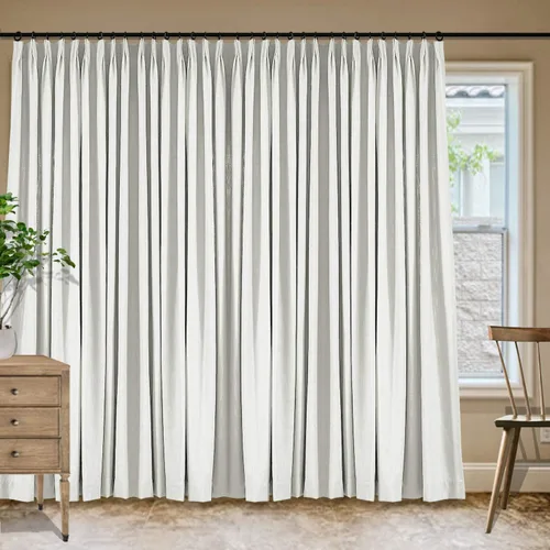 Vista 167 de Frelement Cortinas plisadas de lino de algodón de 100 pulgadas de ancho y 102 pulgadas de largo, cortinas con reducción de ruido para sala