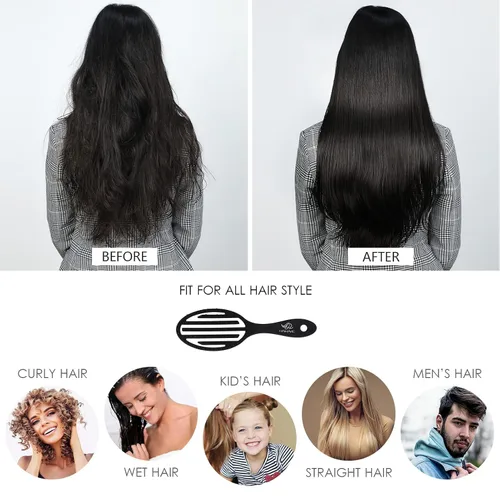 Vista 5 de Cepillo de pelo, cepillo desenredante con cerdas suaves para mujeres y niños, cabello rizado natural y grueso, ideal para cabello húmedo o seco