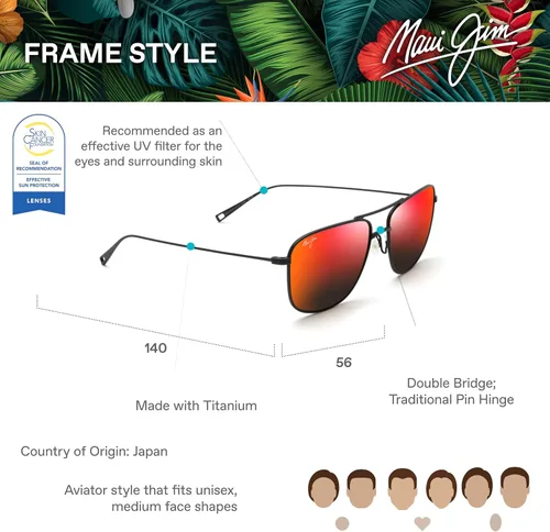 Vista 6 de Maui Jim mens Mikioi W/Patented Polarizedplus2 Lenses Square Sunglasses