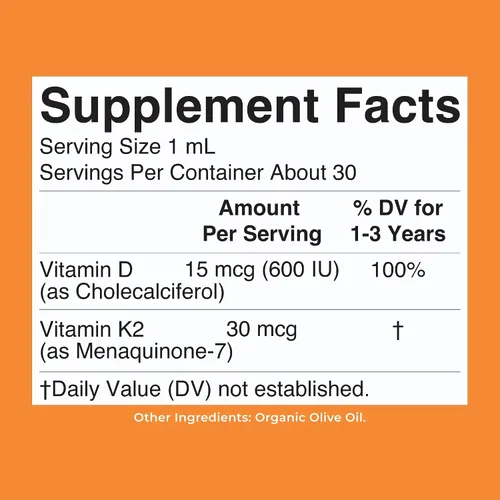 Vista 9 de MaryRuth Organics Vitamina D3 Vitamina K2 Gotas de vitamina D3 K2 Suplemento líquido de vitamina K2 D3 para niños pequeños Suplemento