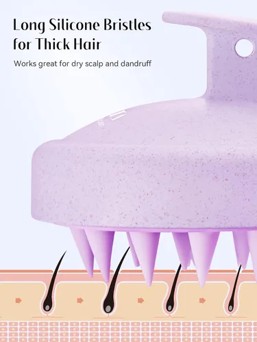 Vista 8 de HEETA Masajeador de cuero cabelludo para el crecimiento del cabello, cerdas de silicona suaves para eliminar la caspa y aliviar la picazón