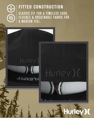 Vista 68 de Hurley Gorras para hombre - One & Only Flexfit Textures Cap - Sombreros ajustados para hombre, S-XL