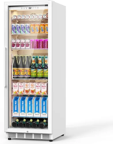 Vista 32 de Refrigerador de bebidas de 17 pulgadas de ancho – Enfriador de bebidas para 126 latas con puerta de vidrio Mini refrigerador de cerveza