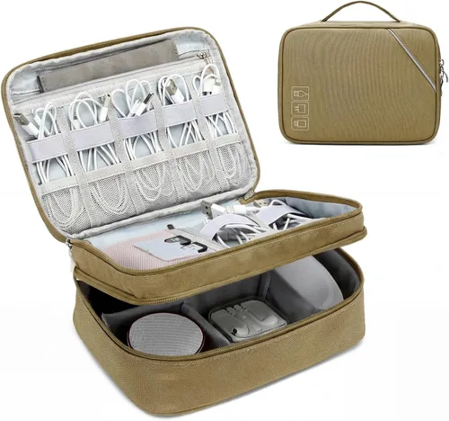 Vista 16 de Lanola Organizador Electrónico, Bolsa Organizadora de Cables de Viaje Funda para Accesorios Electrónicos Estuche de Transporte Bolsa de 2-negro