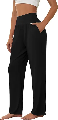 Vista 4 de Neer 3 piezas de pantalones de yoga de pierna ancha para mujer, cómodos, holgados, de cintura alta, pantalones deportivos casuales