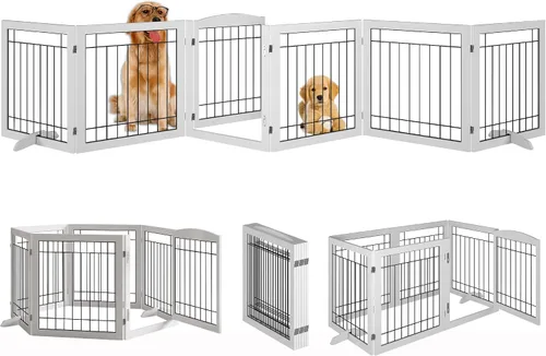 Vista 10 de Vantas 96 x 30 in Foldable Metal Dog Gate with Door Walk Through, Black Freestanding Stability, Extra Wide, Walk-Through Easy, Easy Storage, Easy