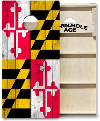 Vista 19 de CornholeAce ACE PRO State Flags Professional Cornhole Boards - No Bounce! Triple Wide Legs, 3/4" Baltic Birch Plywood, Handles, Regulation Size Texas