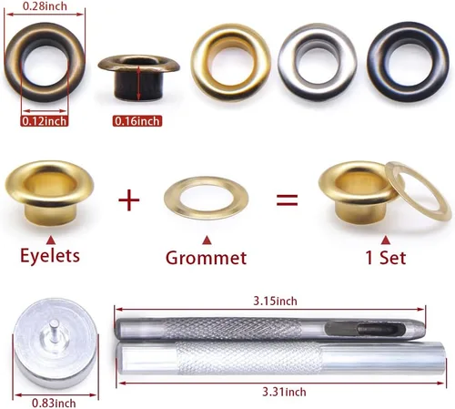 Vista 2 de SEMINI Kit de 800 ojales Gronmets de 0.138 in con 3 piezas de herramientas de instalación para zapatos, ropa, bolsa de manualidades, 4