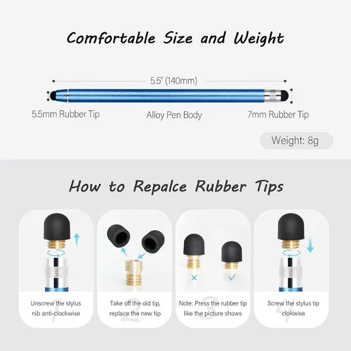 Vista 6 de Abiarst - Bolígrafos capacitivos para pantallas táctiles, lápiz capacitivo de alta precisión para iPad, iPhone, tabletas, Samsung Galaxy todos