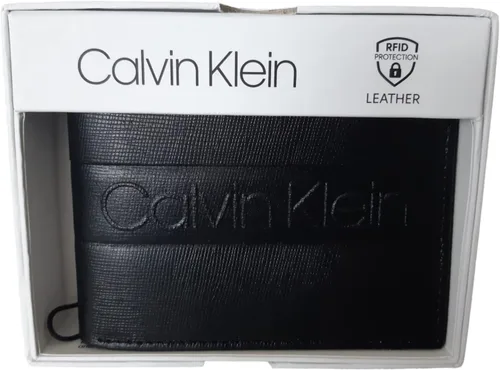 Vista 3 de Calvin Klein Men's Genuine Leather Wallet with RFID Protection, Black, Standard, American