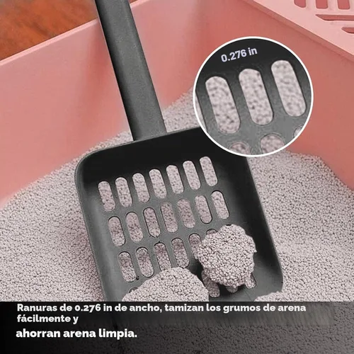 Vista 4 de Cuchara de arena para gatos con carrito y soporte, con contenedor para almacenar, material ABS duradero y bonito diseño, 85 gris oscuro mate