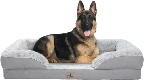 Vista 33 de Cama Sofá Ortopédica para Perros de Tamaño Grande con Soporte de Espuma de Huevo, Cojines Reforzados de Cuatro Lados, Tela Suave Resistente al