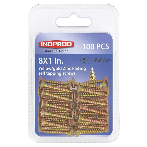 Vista 12 de Tornillos para madera #10 × 3/4", cabeza plana Phillips avellanada, acero con revestimiento de zinc amarillo, tornillos autorroscantes de alta