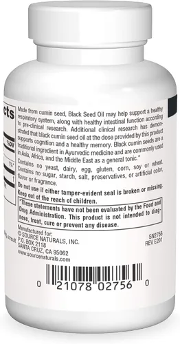 Vista 2 de Source Naturals Aceite de semilla negra para apoyo respiratorio* - 60 cápsulas blandas