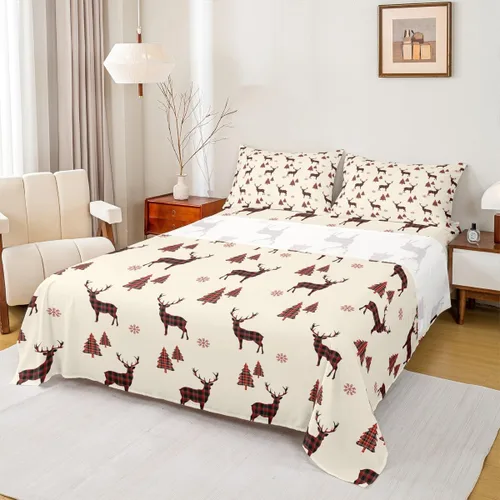 Vista 18 de Erosebridal Juego de sábanas bajeras de Navidad tamaño Queen, diseño de copos de nieve, color negro, gris, degradado, para niños y niñas, juego