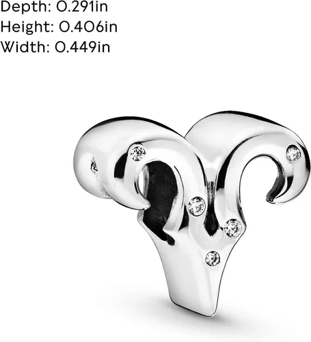 Vista 5 de PANDORA Joyería - Dije brillante de circonita cúbica del zodiaco Aries - Regalo para ella - Plata de ley, Metal, Circonita cúbica