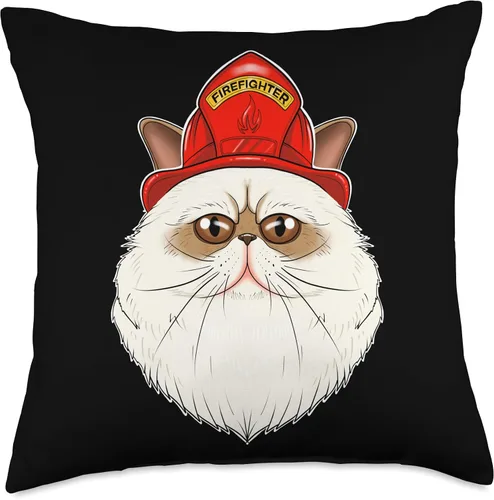 Vista 4 de Himalayan Cat Gifts & Firefighter Gifts Lover I Fireman Firefighter Himalayan Cat - Almohada de 16 x 16 pulgadas, multicolor