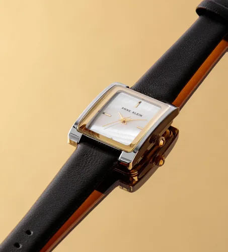 Vista 6 de Anne Klein Reloj con correa de cuero para mujer, NegroTwo Tone, Movimiento de cuarzo