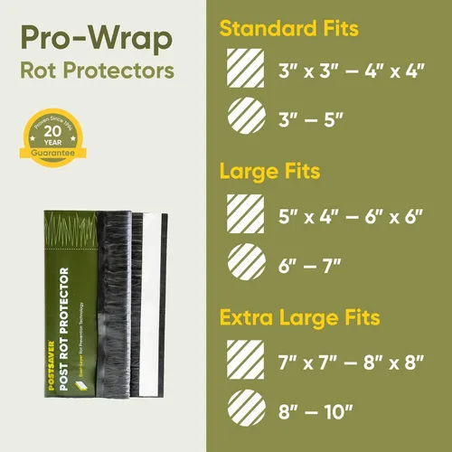 Vista 2 de Postsaver Pro-Wrap Standard Paquete de 5 Se adapta a postes cuadrados de 3 x 3 a 4 x 4 pulgadas y redondos de 3 a 5 pulgadas Protector