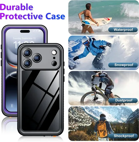 Vista 218 de Temdan - Funda impermeable diseñada para iPhone 12, protector de pantalla y cámara integrado IP68 bajo el agua, cuerpo completo, a prueba de caídas