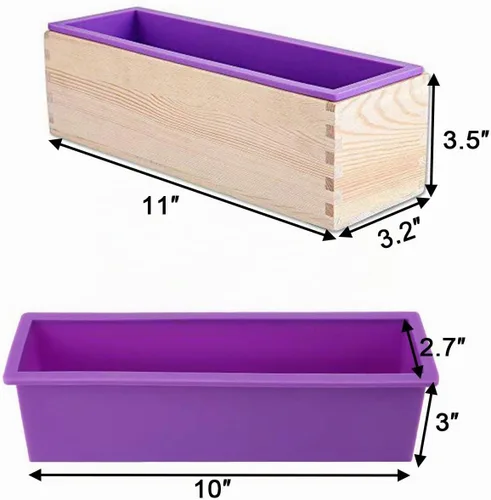 Vista 4 de Ogrmar Molde rectangular flexible de silicona para jabón, herramienta DIY para hacer jabón o pasteles 42 oz