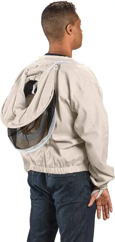 Vista 4 de Bees & Co K73 Chaqueta de apicultor de algodón natural con velo redondo