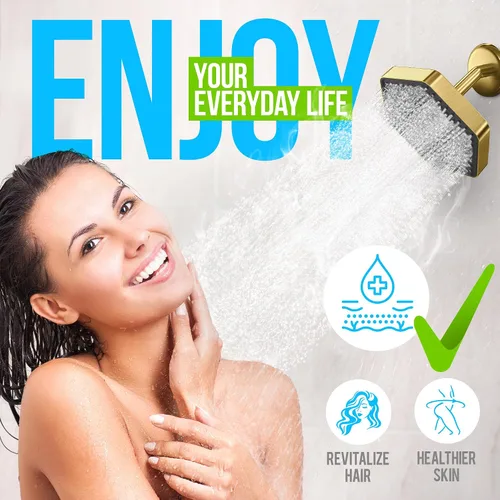Vista 5 de AquaHomeGroup Cabezal de ducha de lluvia de lujo con filtro, reduce el cloro, el óxido y los sedimentos, vitamina C, E y A, alta presión, efecto