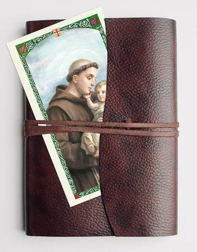 Vista 4 de Trendzeen Figura de estatua de San Antonio de Padua (4 pulgadas), tarjeta de oración laminada, moneda de bolsillo de San Antonio, tarjeta de oración