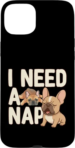 Vista 9 de I Need a Nap Funny French Bulldog Mom Life Tired Parent Case for iPhone 16