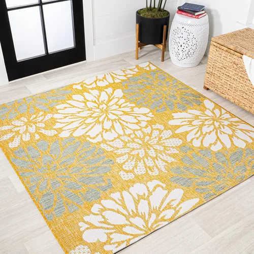 Vista 42 de JONATHAN Y Alfombra Corredor de Tejido Texturizado Floral para Interiores y Exteriores 2X8 Marrón/Crema, Zinnia Moderna para Patio Trasero, Patio
