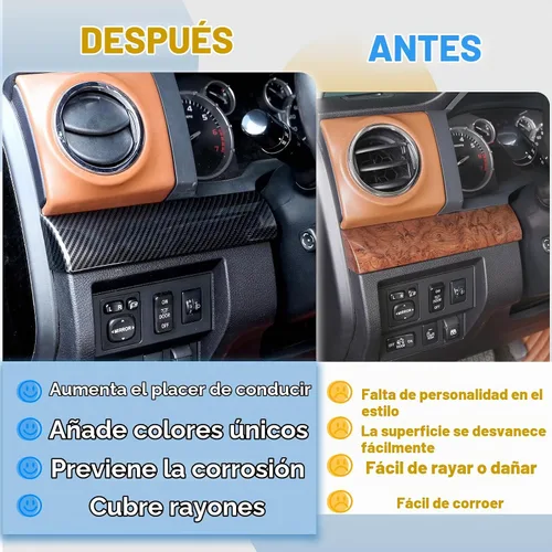 Vista 2 de Panel de instrumentos de control central de ABS, panel decorativo para Toyota Tundra 2014-2021, posición de conducción, ajuste lateral, 3 piezas